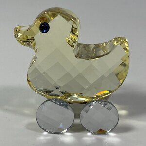 RARE Swarovski Crystal Lucy The Duck Rolling On Wheels Yellow #657107 Retired